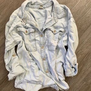 Forever 21 Tops - Forever21 Denim Distressed Button Shirt Forever 21 Tops - Forever21 Denim Distressed Button Shirt
